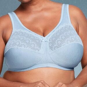 Glamorise 1064Lt Blue Heather Magic Lift Moisture Control Wirefree Bra Sz 40B